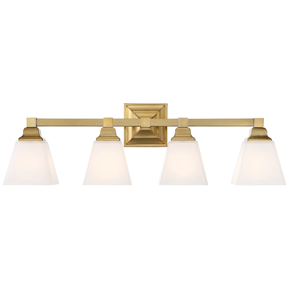 Regency Hill Mencino-Opal 28" Wide Warm Brass and Glass Bath Light - Image 0
