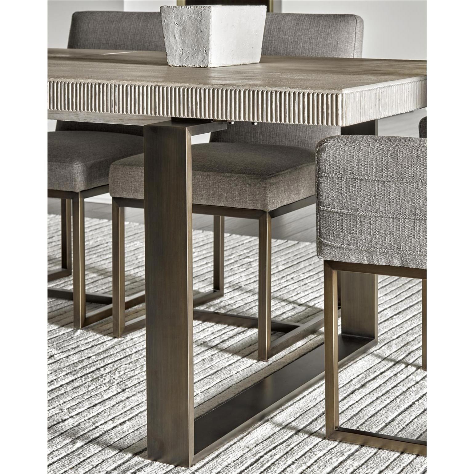 John Modern Classic Ivory Wood Top Bronze Metal Extendable Dining Table - Image 3