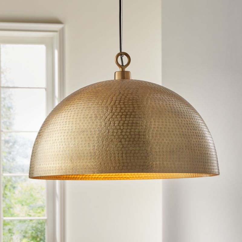 Rodan Hammered Brass Metal Dome Pendant Light - Image 2