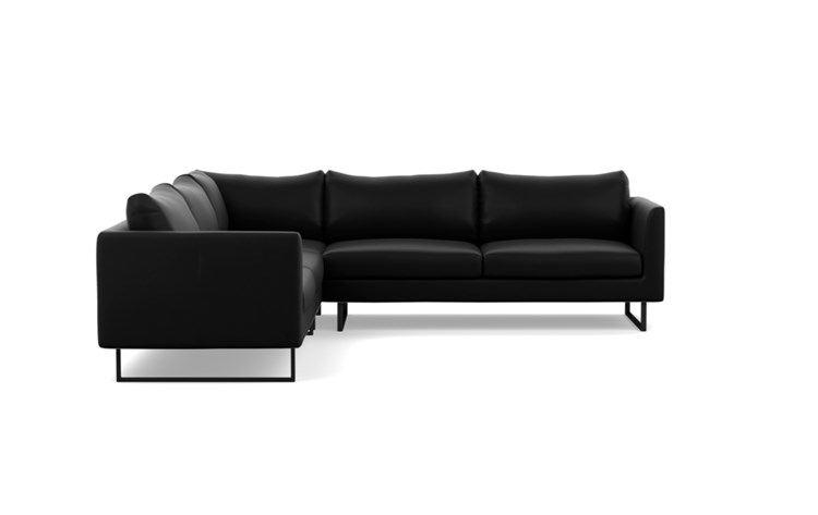 Owens Leather Corner Sectional with Black Night Leather and Matte Black legs - Image 0