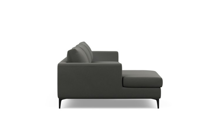 Asher Chaise Sectional with Charcoal Fabric and Matte Black legs - Image 2