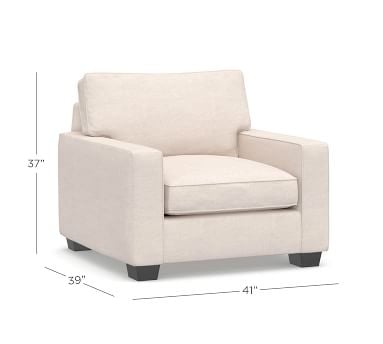 PB Comfort Square Arm Upholstered Armchair 36", Box Edge Memory Foam Cushions, Textured Twill Light Gray - Image 5