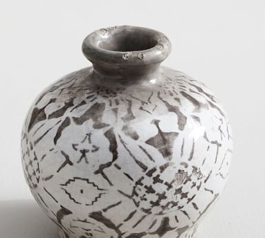 Collette Floral Vase, Gray, Large - Image 1