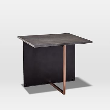 Korsa Side Table, Black Burnt Oak, Stainless Steel - Image 2