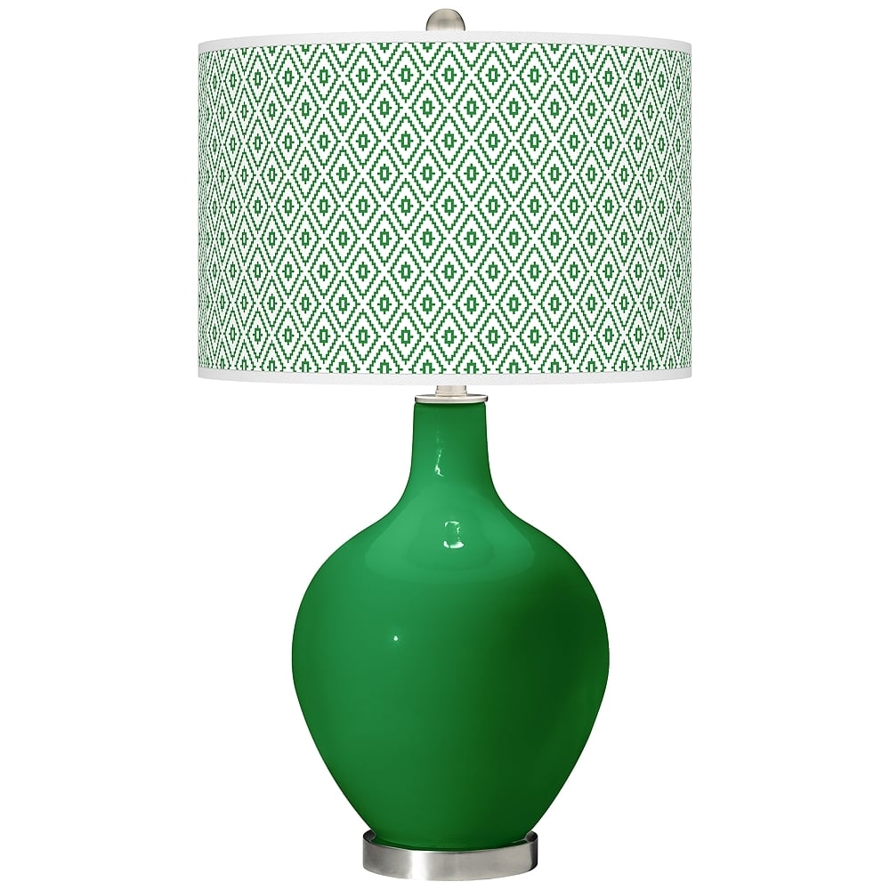 Color Plus Ovo 28 1/2" High Diamonds Shade Envy Green Table Lamp - Image 0