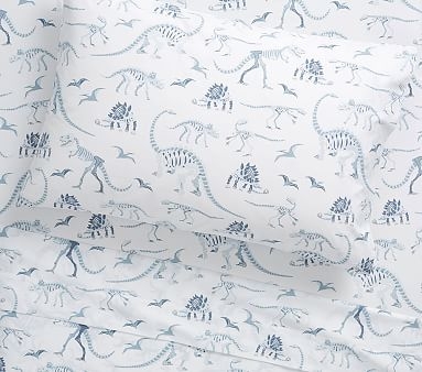 Dinosaur Bones Glow In The Dark Sheet Set, Full, White - Image 0