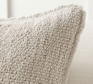 Duskin Textured Pillow, 20", Flax/Ivory - Image 1