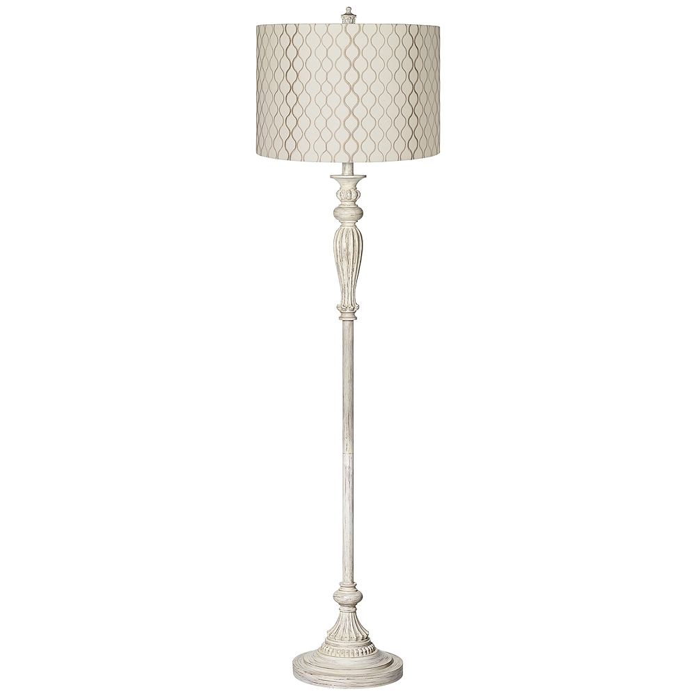 Embroidered Hourglass Shade Antique White Floor Lamp - Style # 57W63 - Image 0