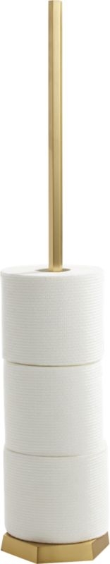 Hex Brass Toilet Paper Storage Tower - Image 3