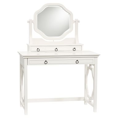 Elsie Classic Vanity Desk + Mirror Set, Simply White - Image 1
