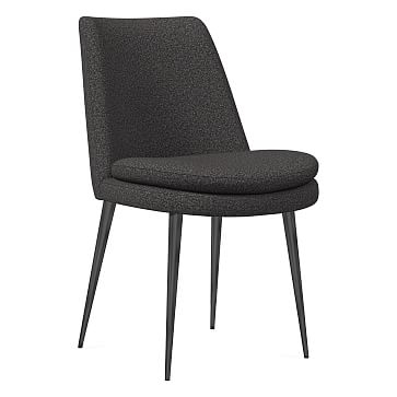 Finley Dining Chair, Low Back, Gunmetal Leg, Chenille Tweed, Slate, Gunmetal - Image 0