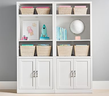 Preston 1 Bookcase Hutch, 1 Cabinet Base Set, Simply White, UPS - Image 1