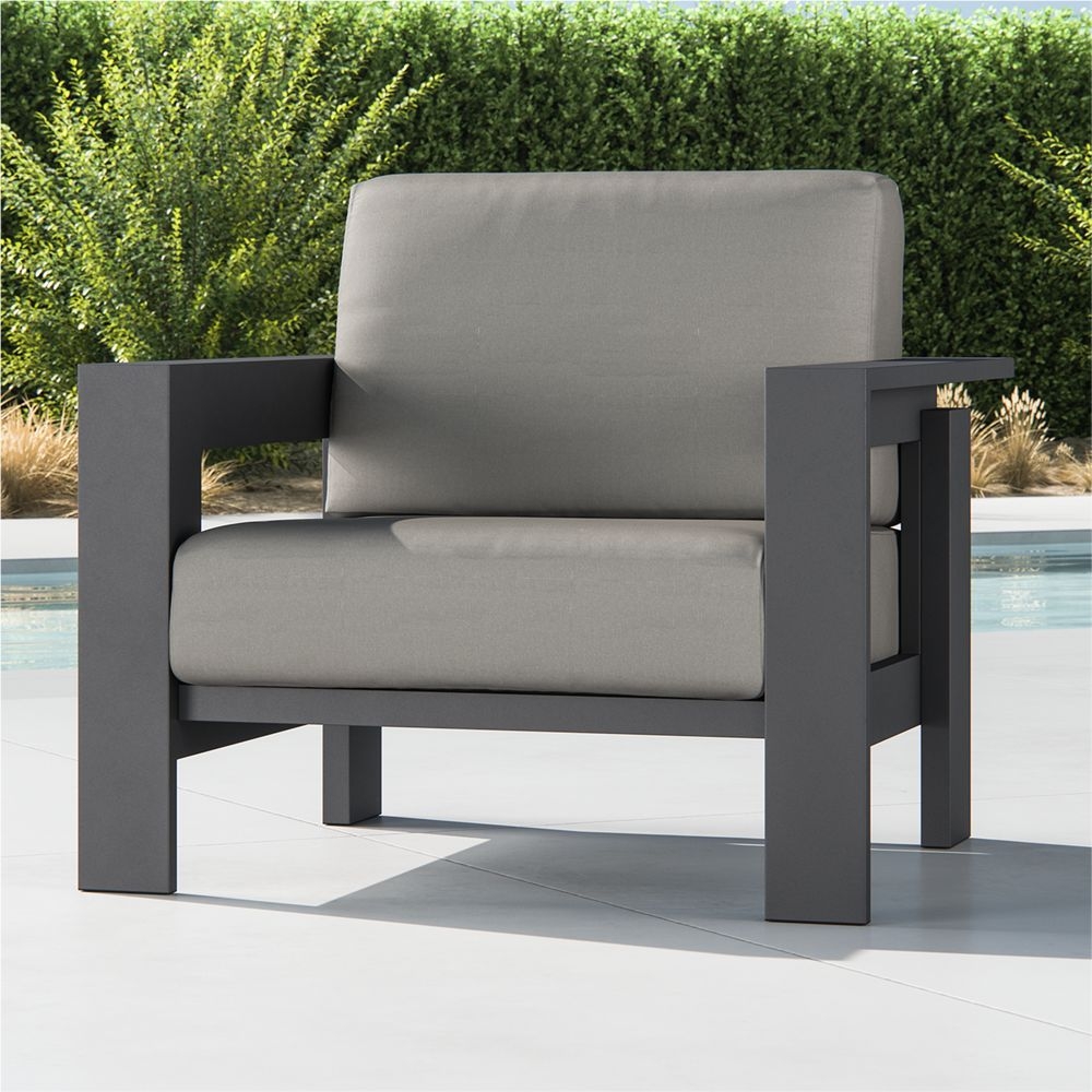 Walker Metal Outdoor Lounge Chair with Graphite Sunbrella ® Cushions - Image 0