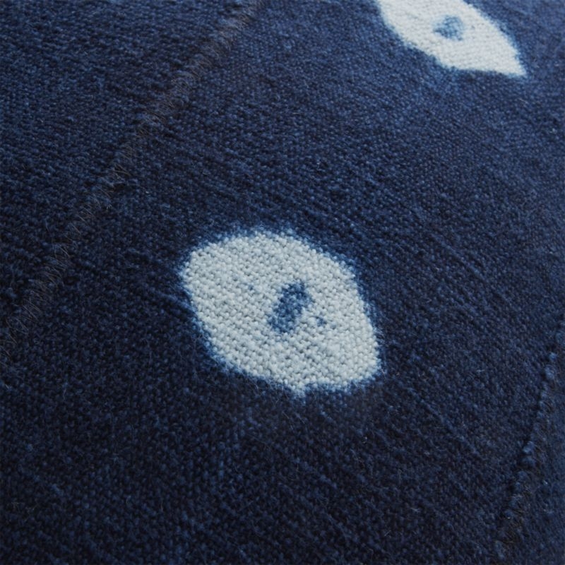 23" Indigo Dots Mudcloth Pillow with Down-Alternative Insert - Image 5