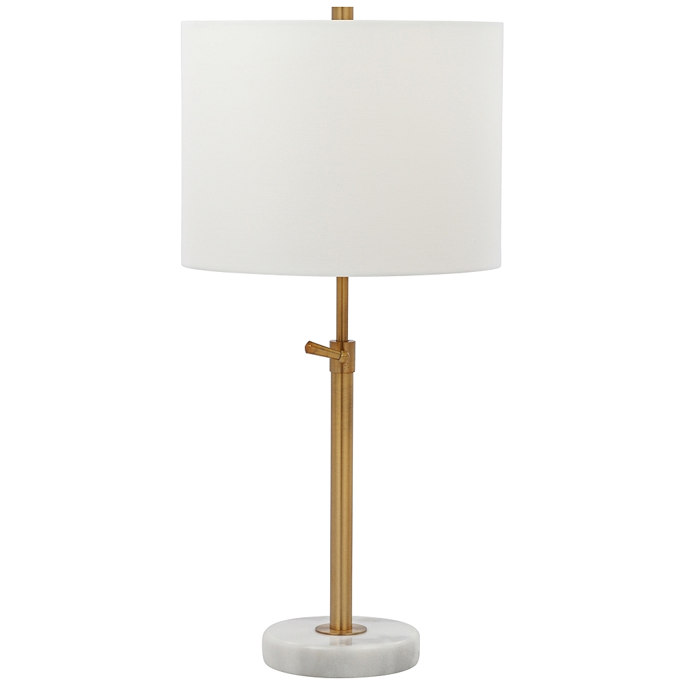 Meera Polished Brass and White Marble Adjustable Table Lamp - Style # 40C23 - Image 0