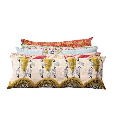 Johnsonburg Vintage Kantha Cotton Lumbar Pillow - Image 0