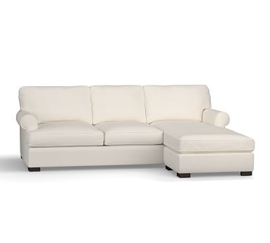 Townsend Roll Arm Upholstered Sofa with Reversible Storage Chaise Sectional, Polyester Wrapped Cushions, Performance Heathered Tweed Pebble - Image 3