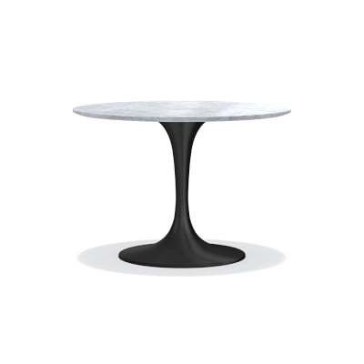 Tulip Pedestal Dining Table, 42 Round, Aged Bronze Base, Carrara Marble Top - Image 0