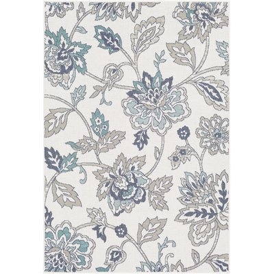 Pearce Floral Aqua/Taupe Indoor/Outdoor Area Rug - Image 0