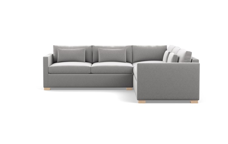 Charly Corner Sectional with Grey Ash Fabric, double down cushions, and Natural Oak legs - Image 0
