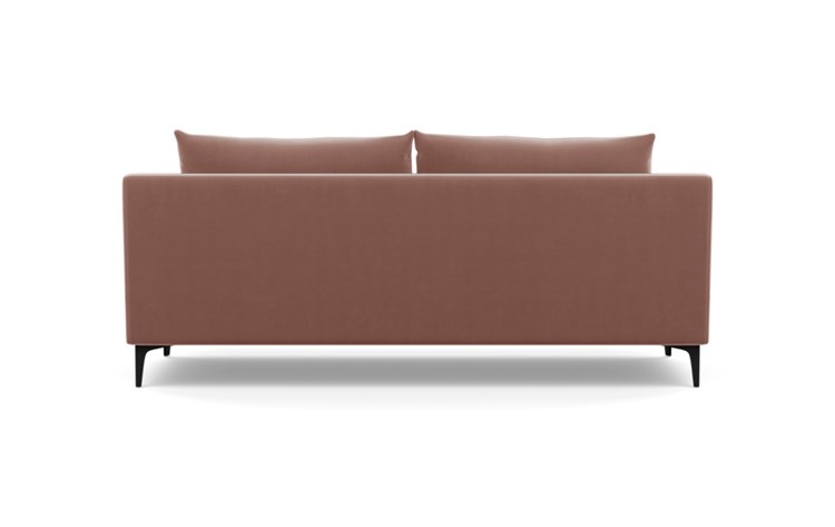 Sloan Sofa with Pink Blush Fabric, down alt. cushions, and Matte Black legs - Image 3