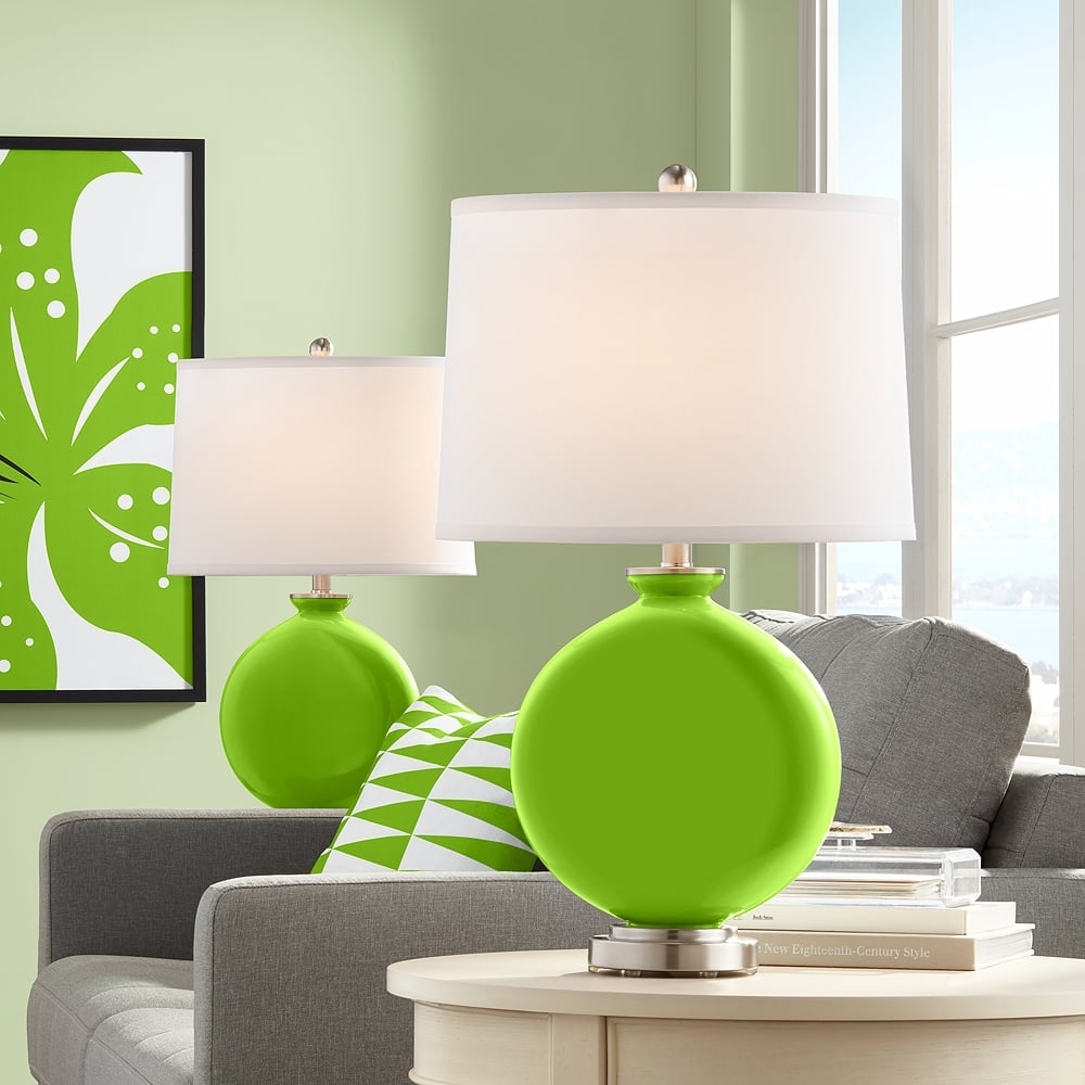 Color Plus Carrie 26 1/2" Neon Green Table Lamps Set of 2 - Image 0