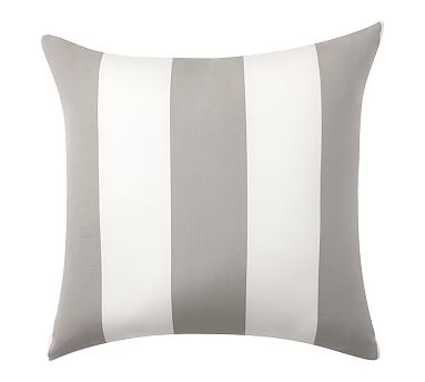 Sunbrella(R), Awning Striped Outdoor Pillow, 24", Gray - Image 0