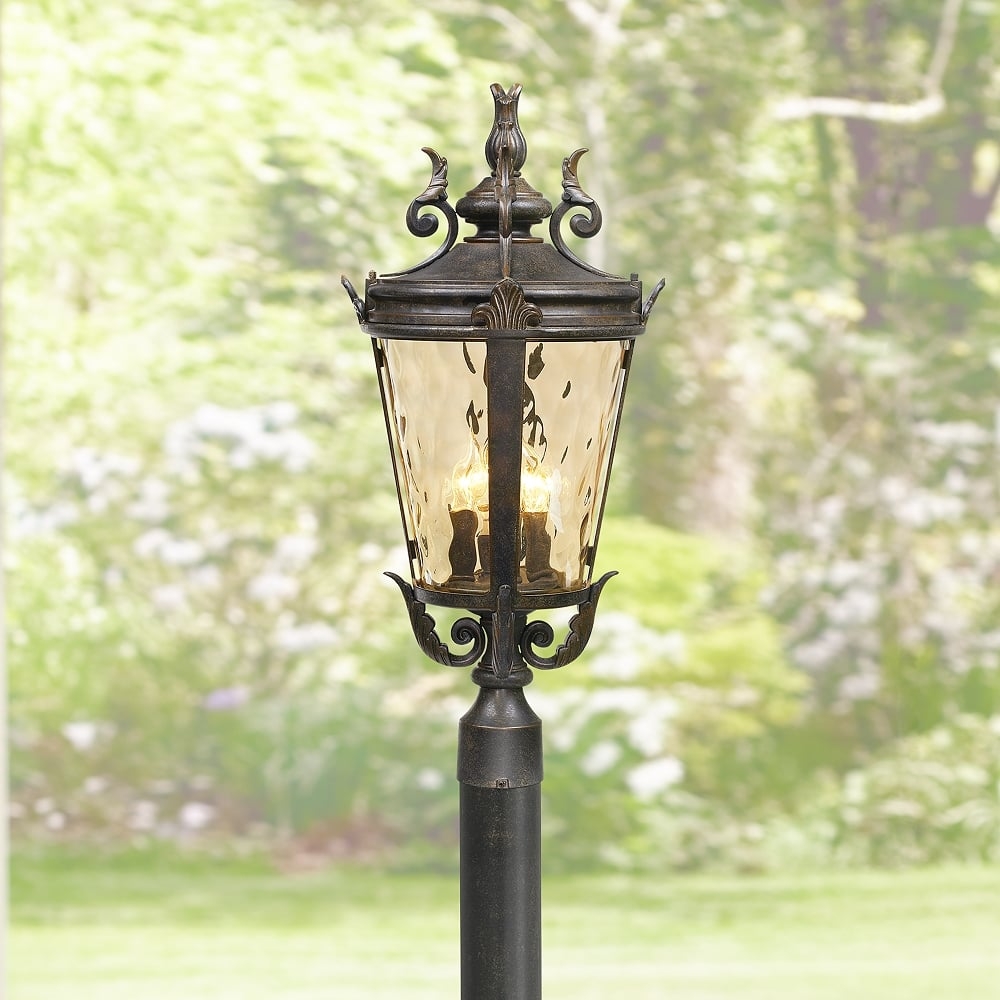 Casa Marseille 107" High Bronze Post Light with Burial Pole - Image 0