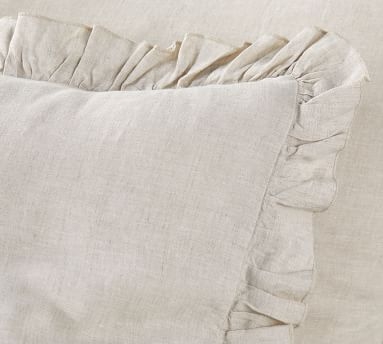 Belgian Linen Ruffle Duvet, King/Cal King, White - Image 2