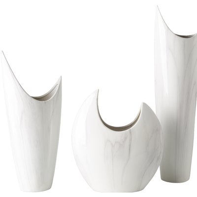 3 Piece White Ceramic Table Vase Set - Image 0
