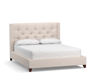 Harper Upholstered Tufted Low Bed with Bronze Nailheads, King, Twill Cream - Image 3