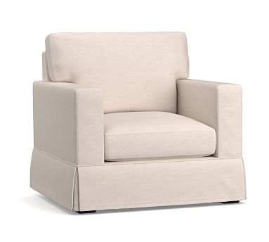 Sutton Slipcovered Armchair, Down Blend Cushions, Performance Heathered Tweed Ivory - Image 0