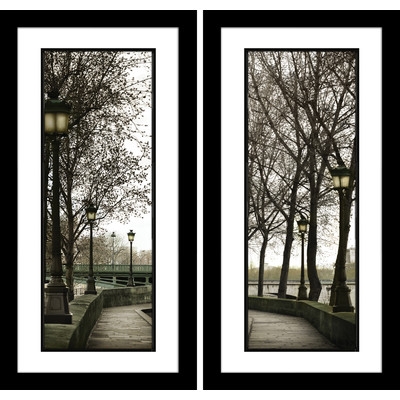 'Along the Quai' 2 Piece Framed Photographic Print Set in Black and White - Image 0