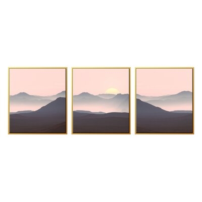 'Navy Pink Sunset' Graphic Art Multi-Piece Image on Canvas - Image 0
