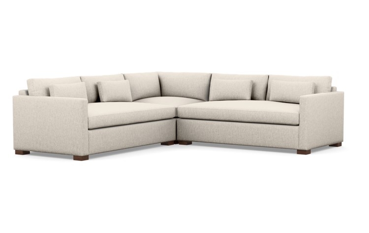 Charly Corner Sectional with Beige Wheat Fabric and Oiled Walnut legs - Image 1