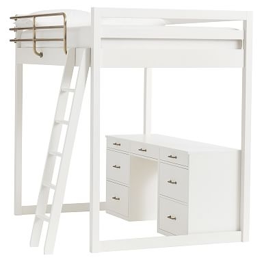 Waverly Loft + Desk/Chest Set, Full, Simply White, In-Home - Image 0