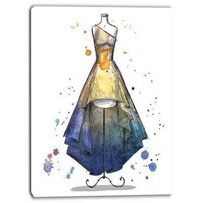 Mannequin with Long Dress Digital Graphic Art on Wrapped Canvas - Image 0