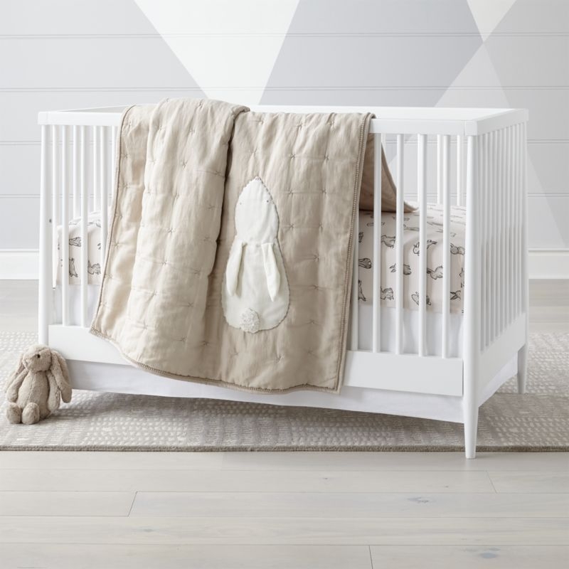 Hoppy Tails Pom Pom Baby Crib Quilt - Image 1