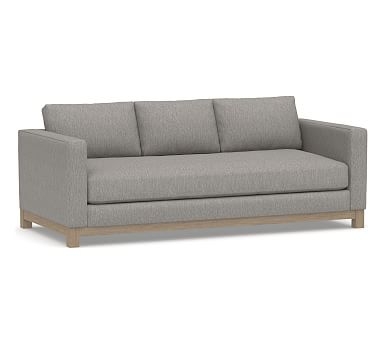 Jake Upholstered Sofa 85" with Wood Legs, Polyester Wrapped Cushions, Sunbrella(R) Performance Sahara Weave Charcoal - Image 0