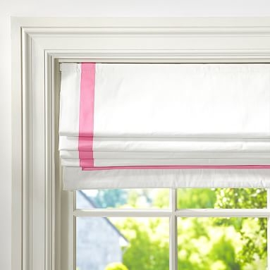 Suite Ribbon Cordless Roman Shade, Bright Pink, 48x64 - Image 0