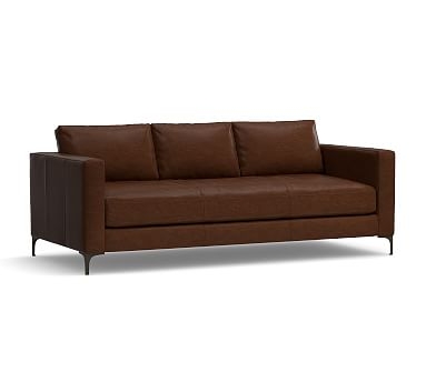 Jake Leather Sofa 85" with Bronze Legs, Down Blend Wrapped Cushions, Leather Legacy Chocolate - Image 2