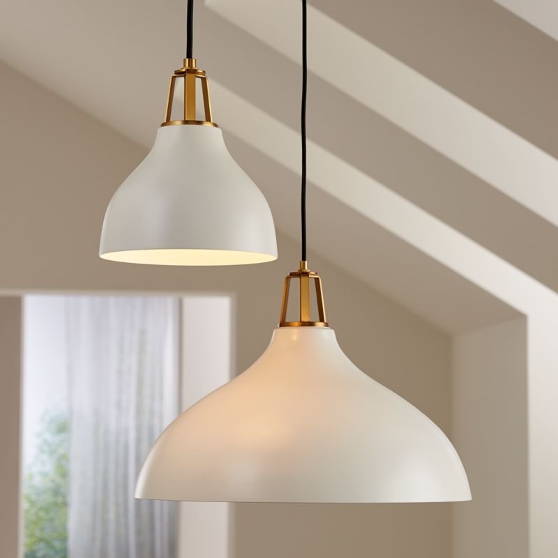 Maddox White Bell Large Pendant Light with Brass Socket - Image 3