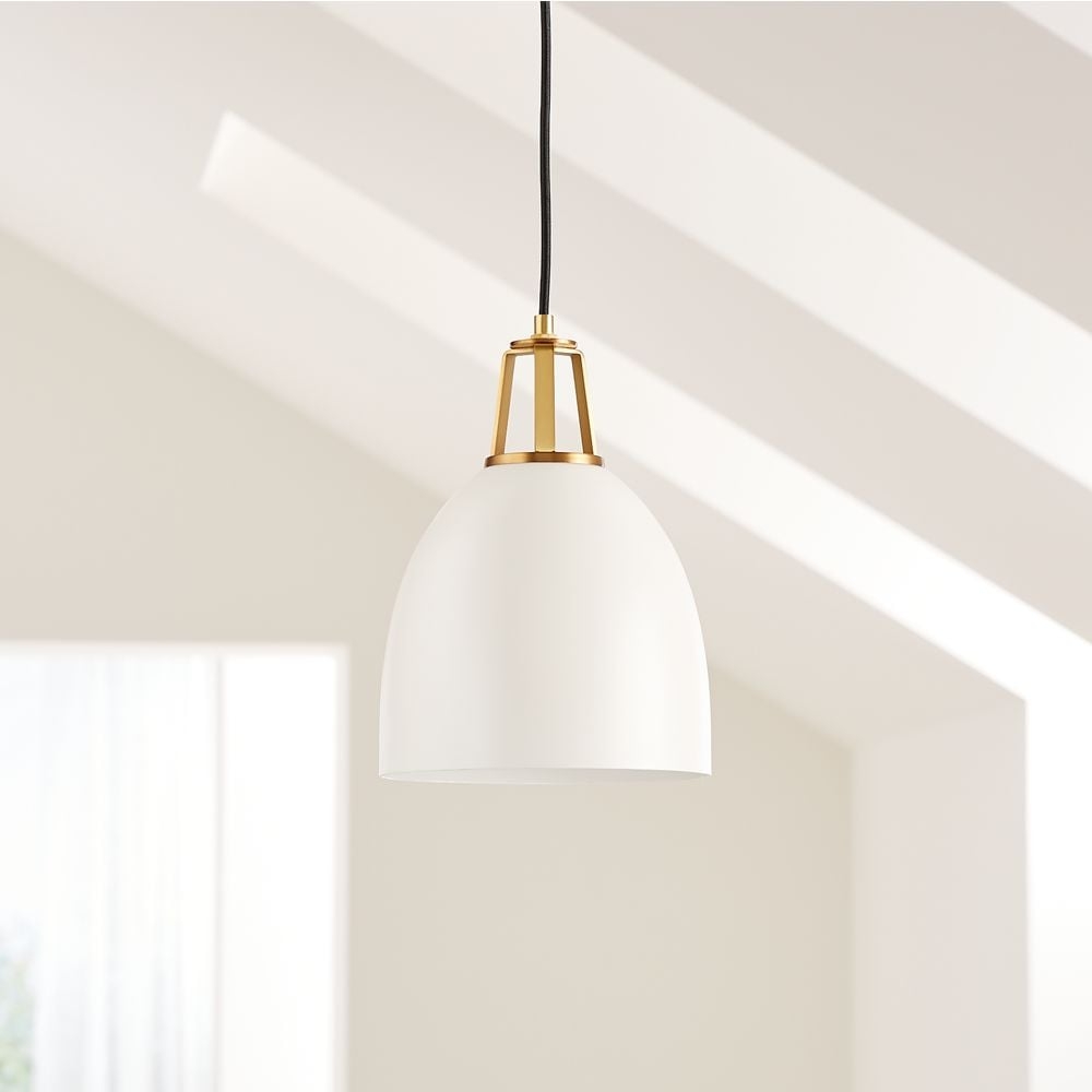 Maddox White Dome Small Pendant Light with Brass Socket - Image 0