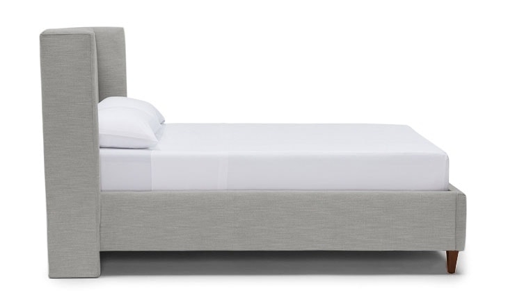 Gray Macey Mid Century Modern Bed - Sunbrella Premier Fog - Mocha - Eastern King - Image 1