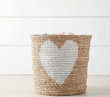 Raffia Heart Large Basket - Image 0