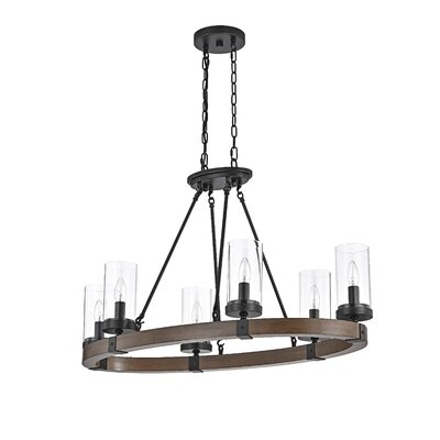 Devencove 6 - Light Shaded Wagon Wheel Chandelier with Wood Accents - Image 0