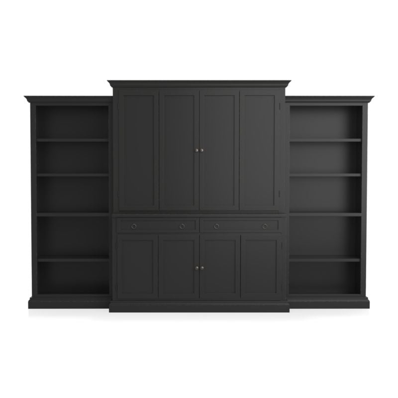 Cameo 4-Piece Bruno Black Open Bookcase Entertainment Center - Image 4
