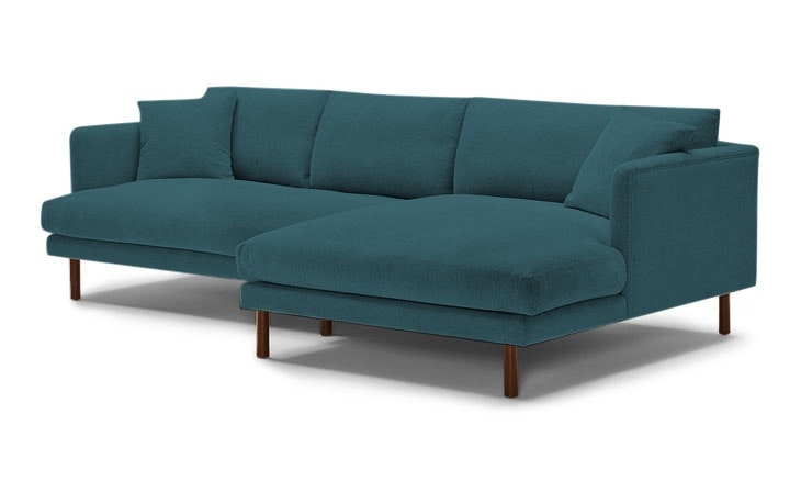 Blue Lewis Mid Century Modern Sectional - Cody Pacific - Mocha - Right - Cylinder Legs - Image 1