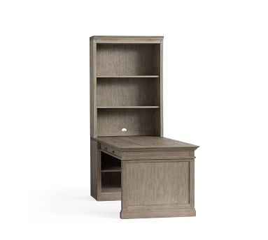 Livingston Peninsula Desk with 105" Bookcase Suite, Gray Wash - Image 3
