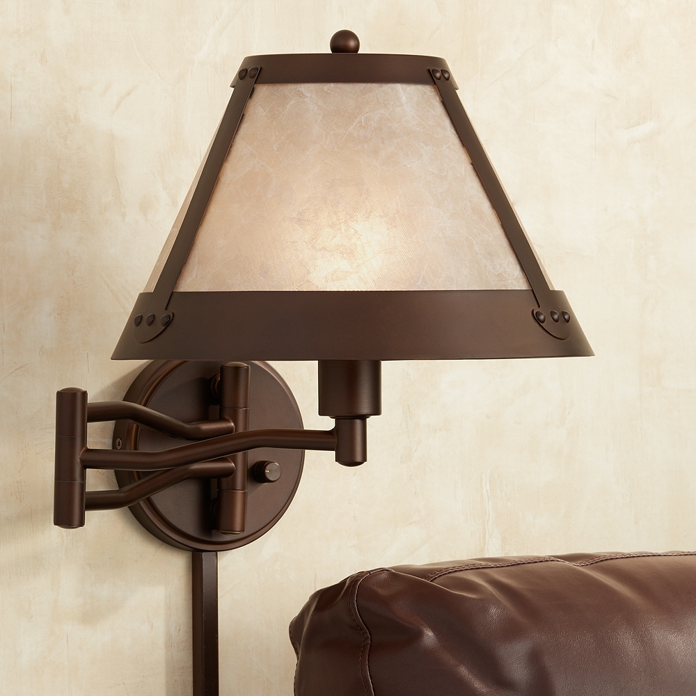 Samuel Mica Shade Mission Plug-In Swing Arm Wall Lamp with Cord Cover - Image 0